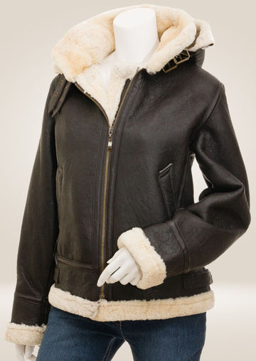 Classic Women's Brown Sheepskin Jacket