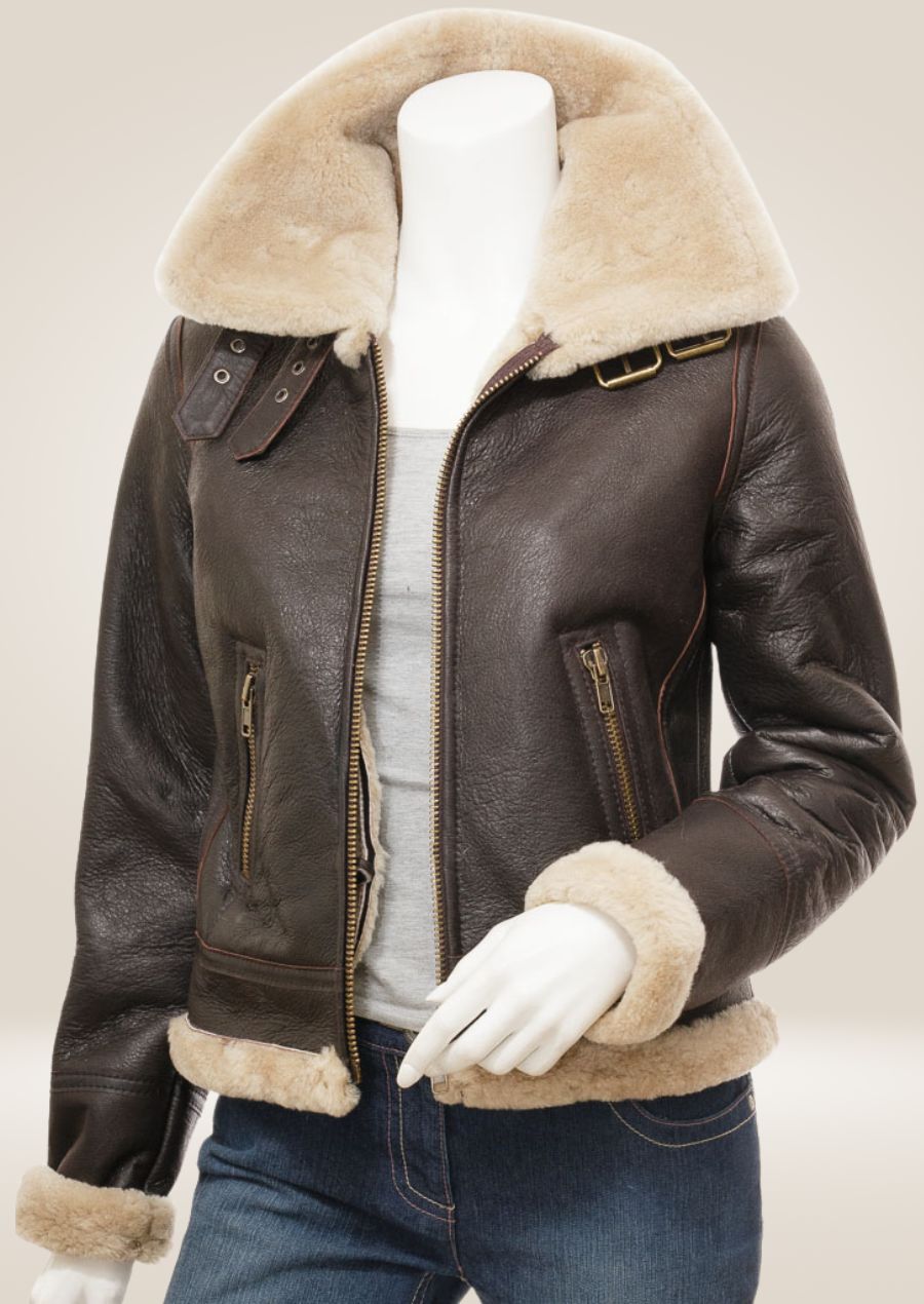 front view of Classic Women's Sheepskin Flying Jacket