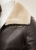 shoulder view of Classic Women's Sheepskin Flying Jacket