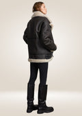 back side of Timeless Vintage B3 Bomber Jacket with Oversized Fit and Genuine Leather