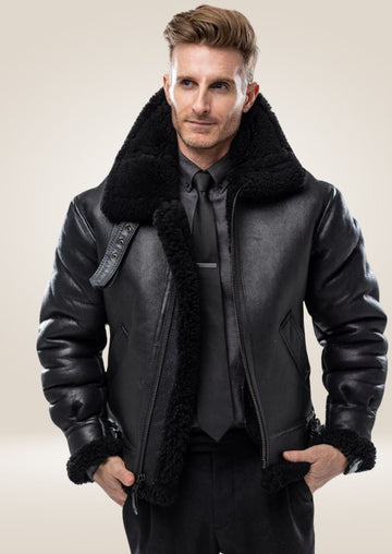 B-3 Shearling Bomber Jacket in Sheepskin & Nappa Leather