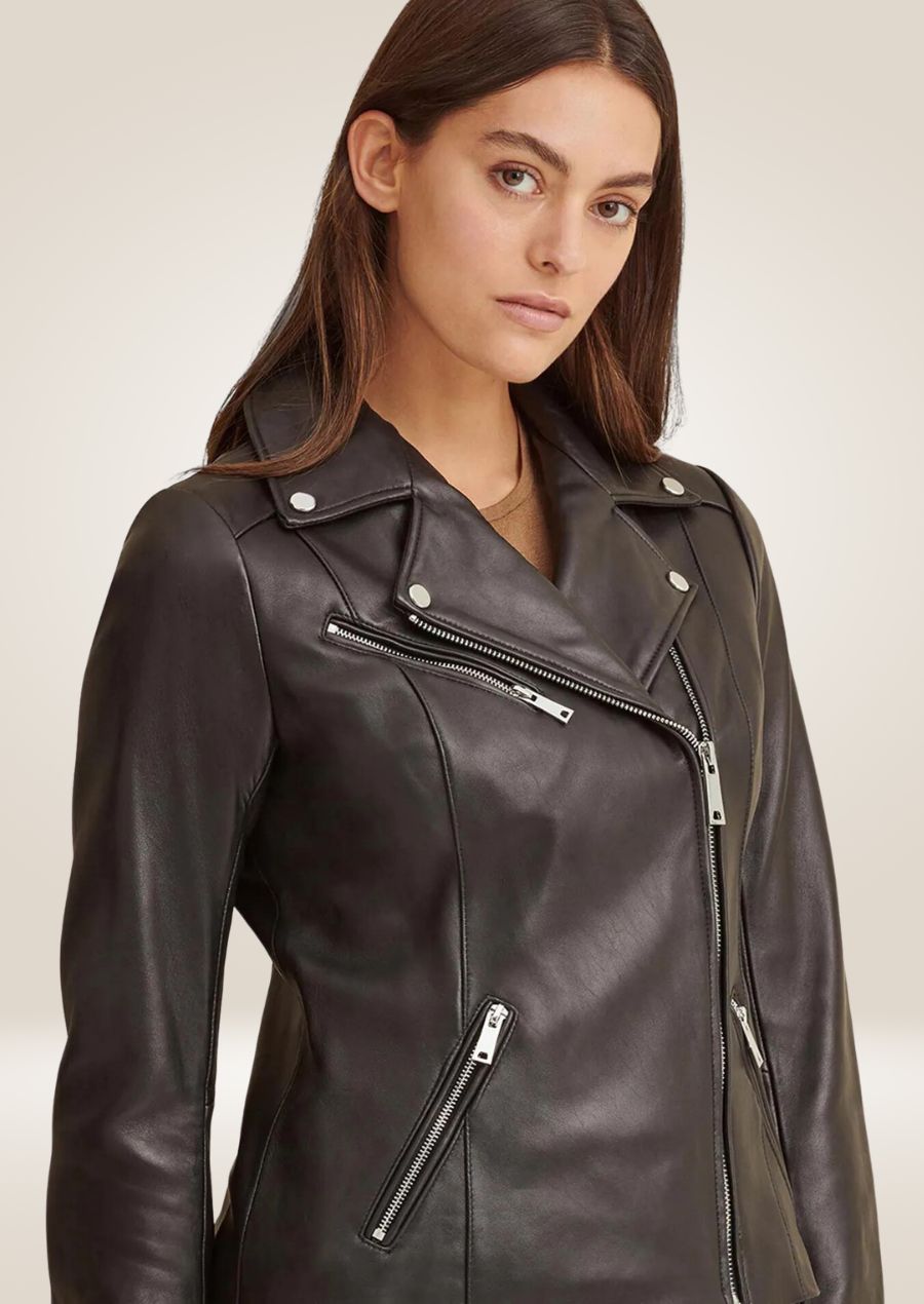 Women’s Asymmetrical Zipper Leather Jacket