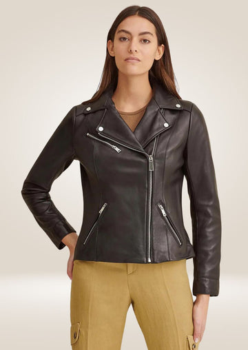 Women’s Asymmetrical Zipper Leather Jacket