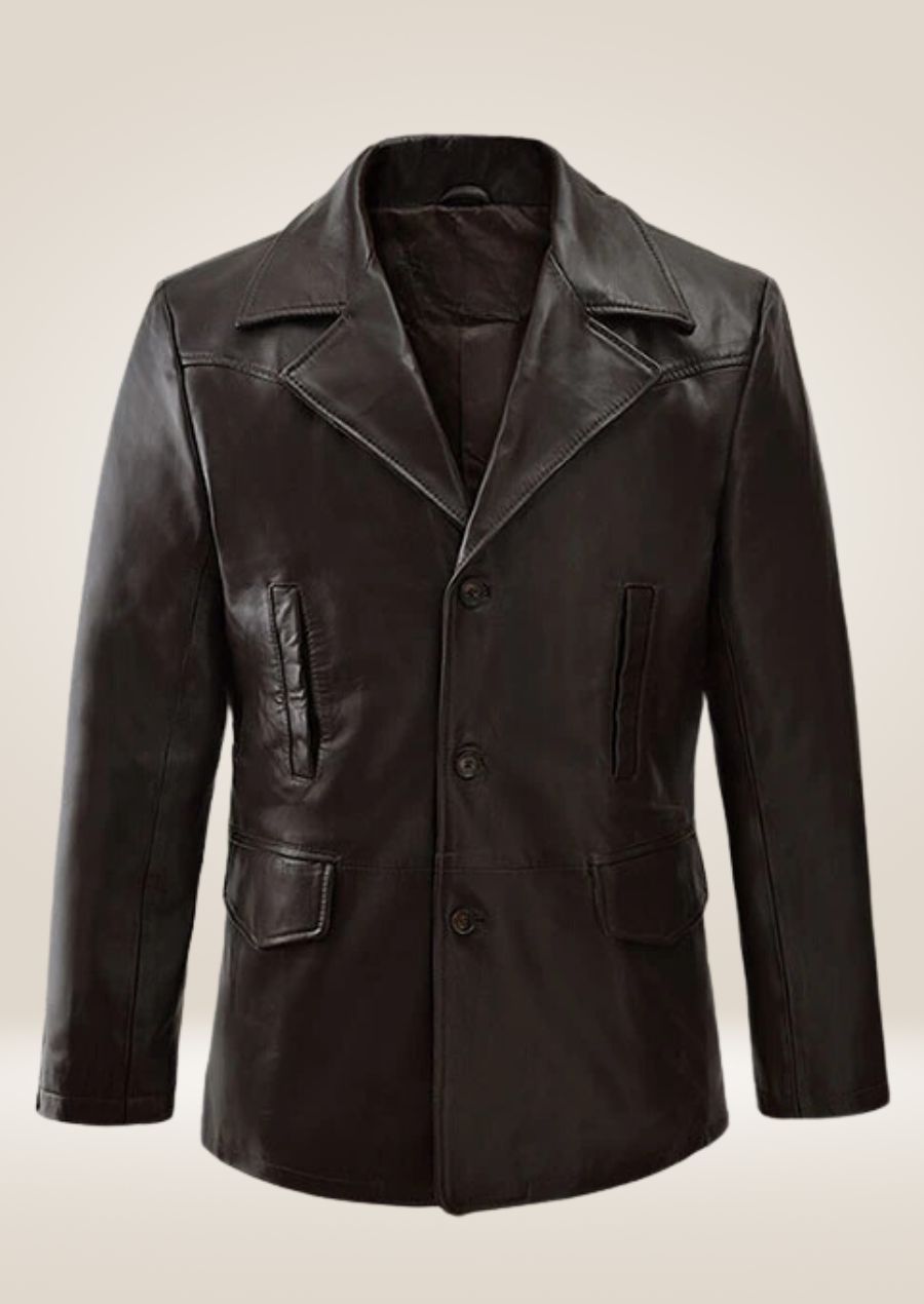 Dark Brown Leather Coat - Timeless and Refined Look