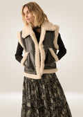 front pose of Brown Women's Shearling Sleeveless Vest