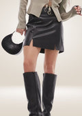 Women's Black Leather Mini Skirt