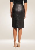 Women's Long Black Leather Skirt backside