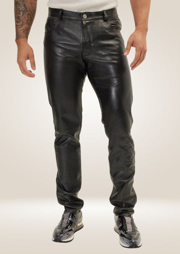 Men's Black Leather Pants - Sleek and Stylish Fit