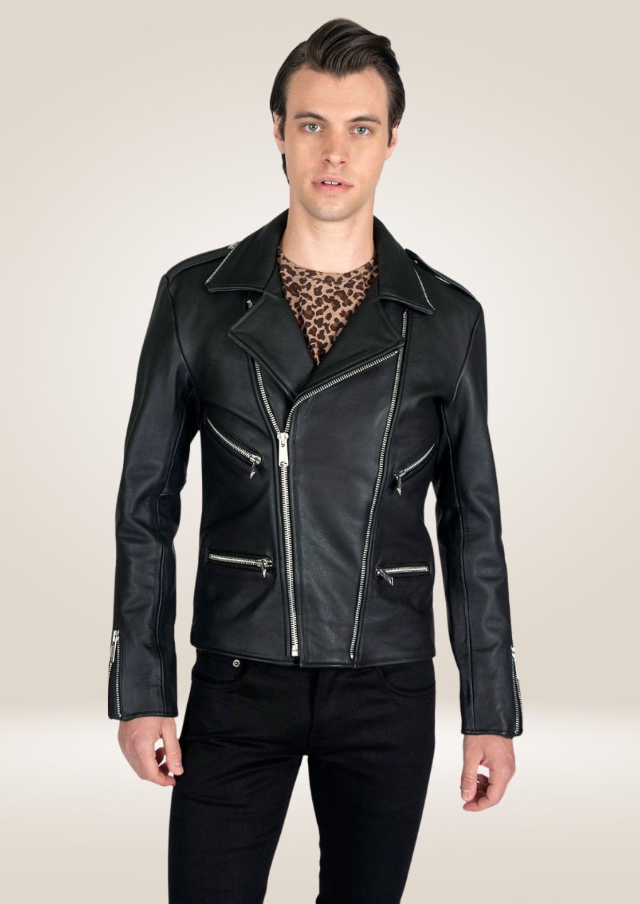 Men's Black Riding Leather Jacket - Sleek Equestrian Style