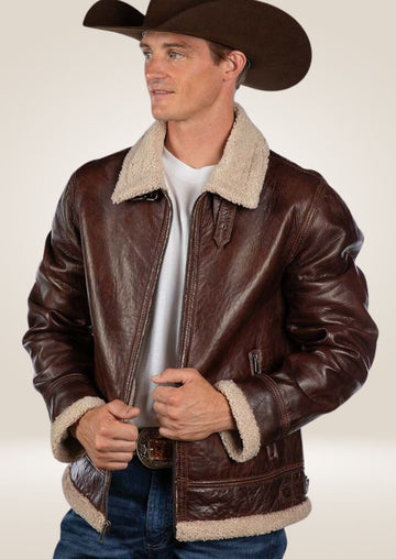 Men's Chocolate Brown Sherpa Jacket - Cozy Rustic Style