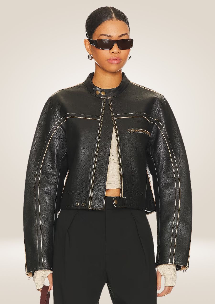 Women’s Oversized Biker Leather Jacket