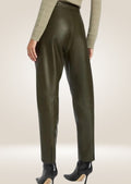 Stylish Olive Green Leather Pants for Women backside