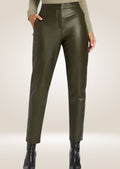 Stylish Olive Green Leather Pants for Women