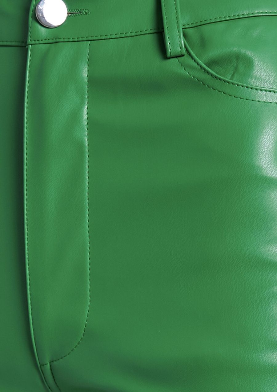 close view of Green Leather Pants for Women