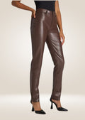 Women's Dark Brown Leather Pants side pose