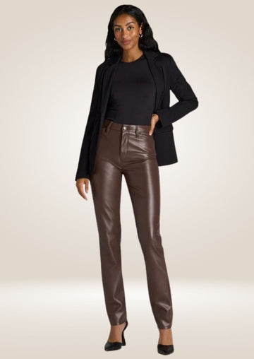 Women's Dark Brown Leather Pants