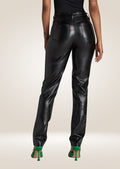 Women's Black Leather Pants backside 