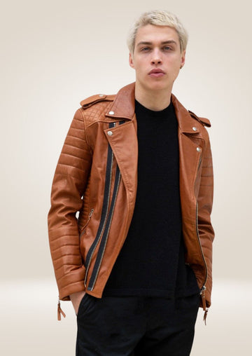 Refined Brown Leather Perfecto Jacket