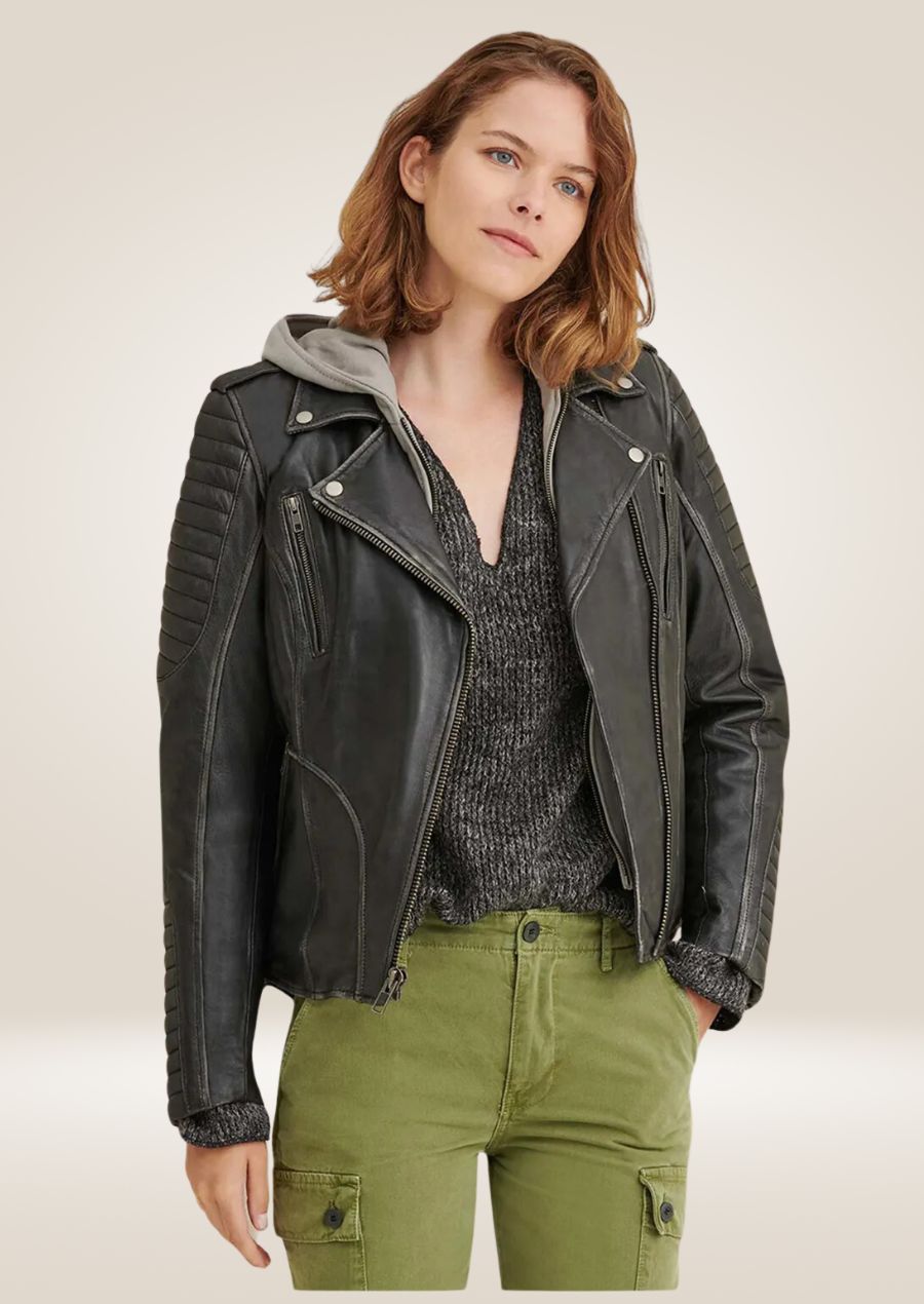 Women's Black Biker Leather Riding Jacket