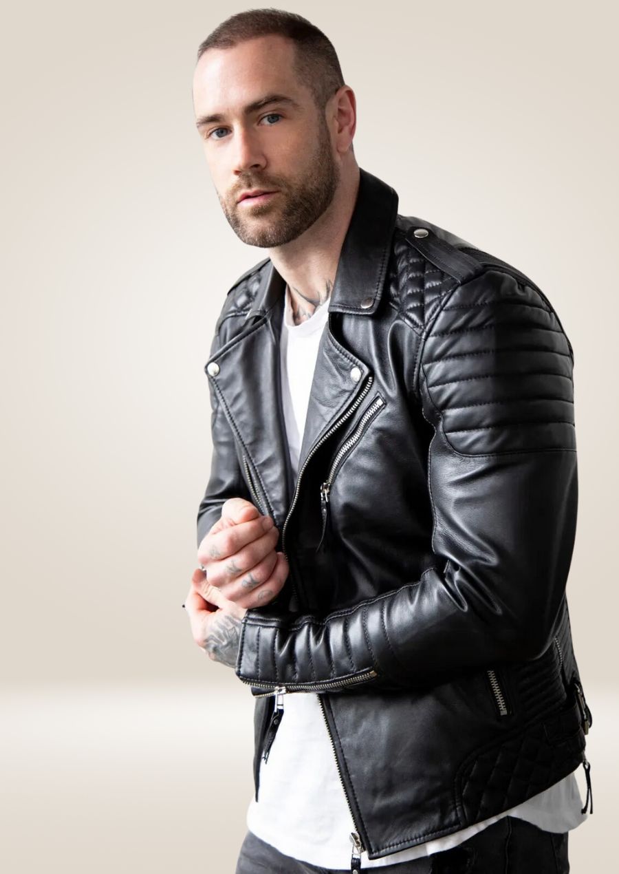 Timeless Men Black Leather Perfecto Jacket