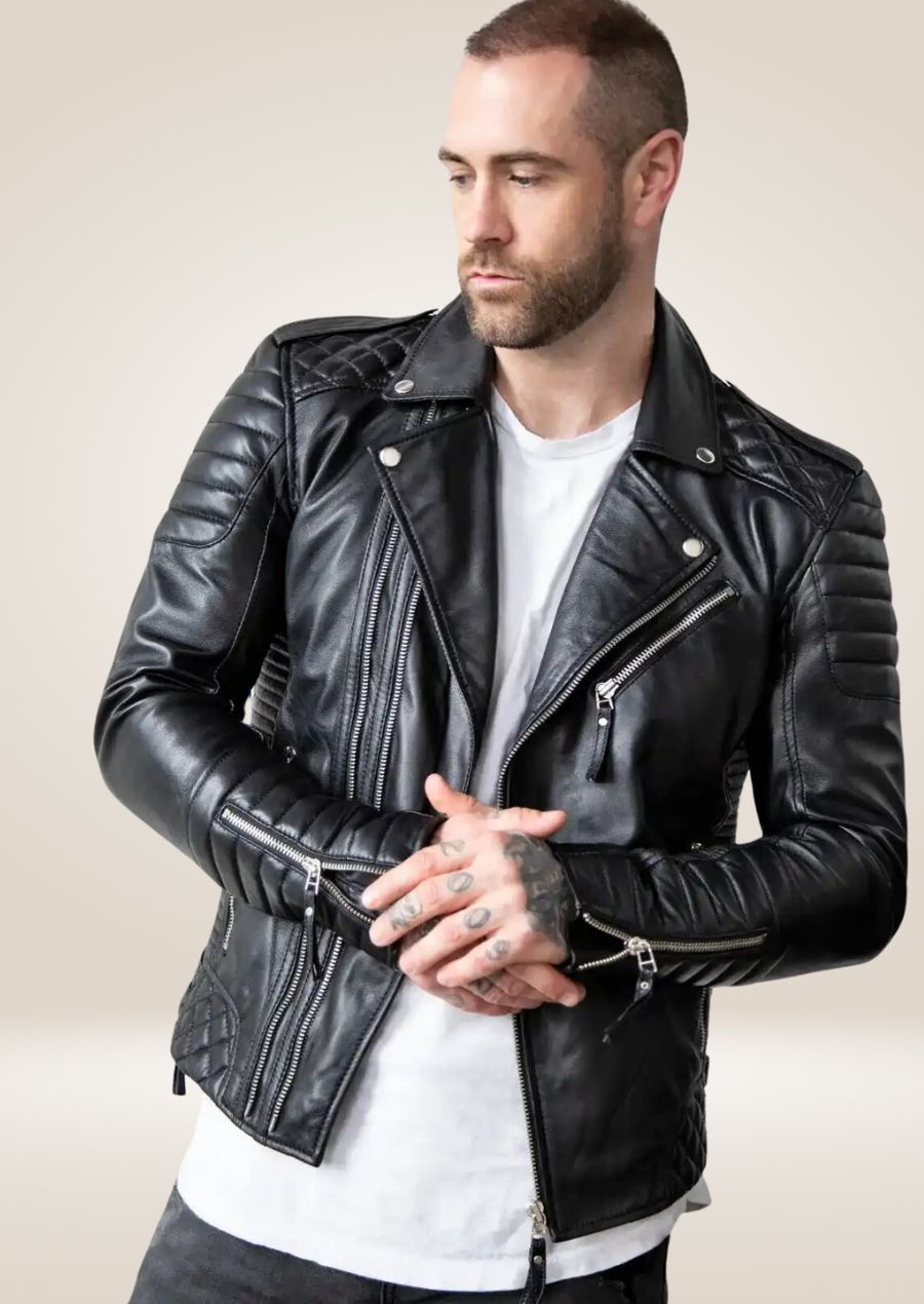 Timeless Men Black Leather Perfecto Jacket