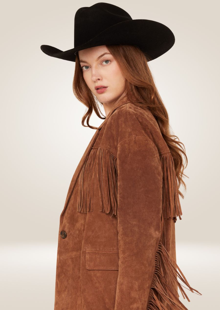 Women’s Chocolate Brown Fringe Jacket