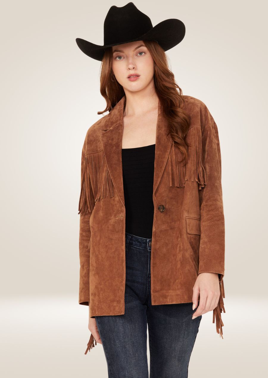 Women’s Chocolate Brown Fringe Jacket