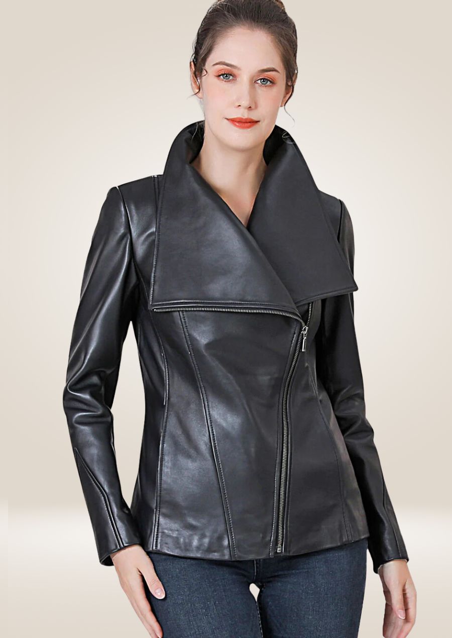 Women's Black Lambskin Leather Jacket - Soft & Stylish